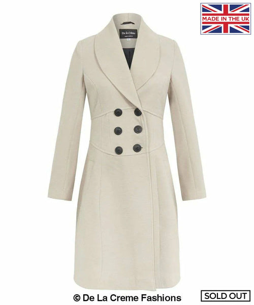 Women's Slim Fit Double-Breasted Roll Collared Coat