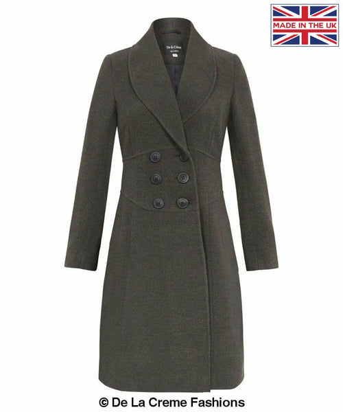 Women's Slim Fit Double-Breasted Roll Collared Coat