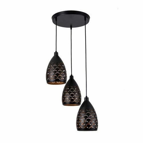 Luxury Pendant Cluster Light Fitting Lights Black Cage.